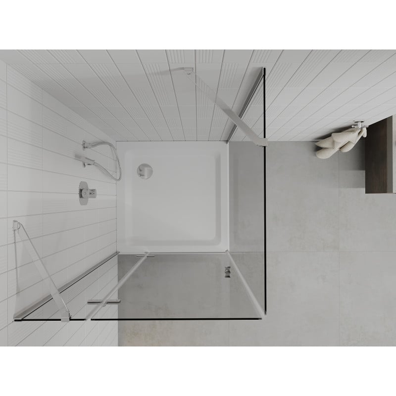 Mexen Roma Duschkabine schwenkbar 90 x 90 cm, transparent, Chrom + Duschwanne Flat - 854-090-090-01-00-4010