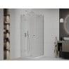 Mexen Roma Duschkabine schwenkbar 90 x 90 cm, transparent, Chrom + Duschwanne Flat - 854-090-090-01-00-4010