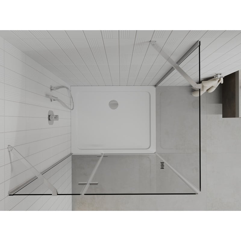 Mexen Roma Duschkabine schwenkbar 70 x 100 cm, transparent, Chrom + Duschwanne Flat - 854-070-100-01-00-4010