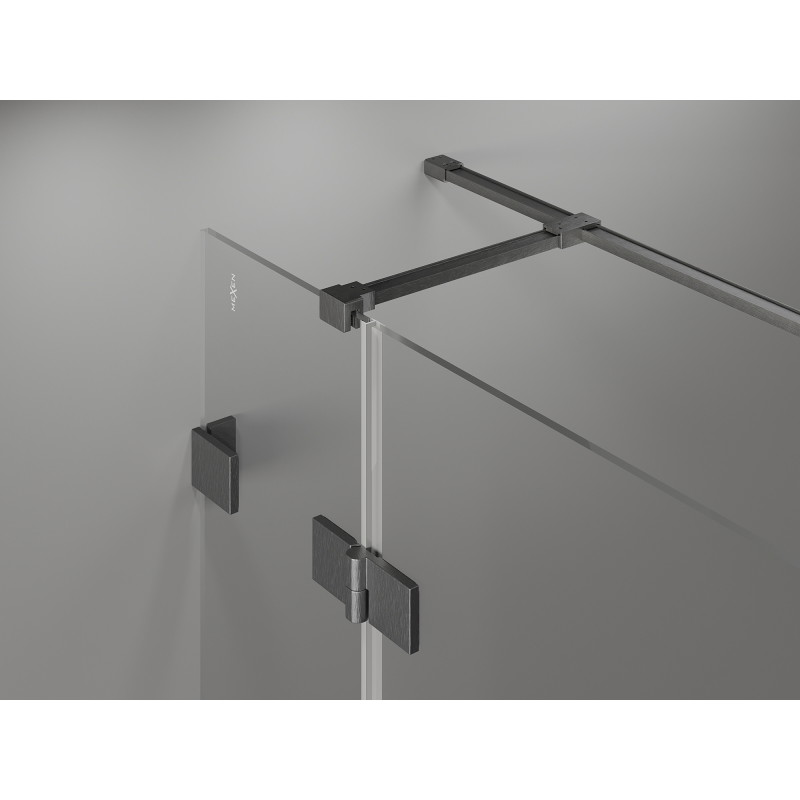 Mexen Lunar T Duschkabine schwenkbar links 125 x 90 cm, transparent, gebürstet gun gray - 834T-125-090-66-00-L