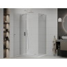 Mexen Roma Schwingduschkabine 110 x 100 cm, transparent, Chrom + Duschwanne Flat - 854-110-100-01-00-4010
