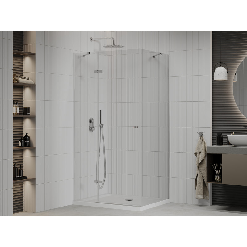 Mexen Roma eckduschkabine 120 x 70 cm, transparent, chrom + Duschwanne Flat - 854-120-070-01-00-4010