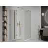 Mexen Roma Schwenkbare Duschkabine 100 x 100 cm, transparent, gold + Flat Duschwanne - 854-100-100-50-00-4010