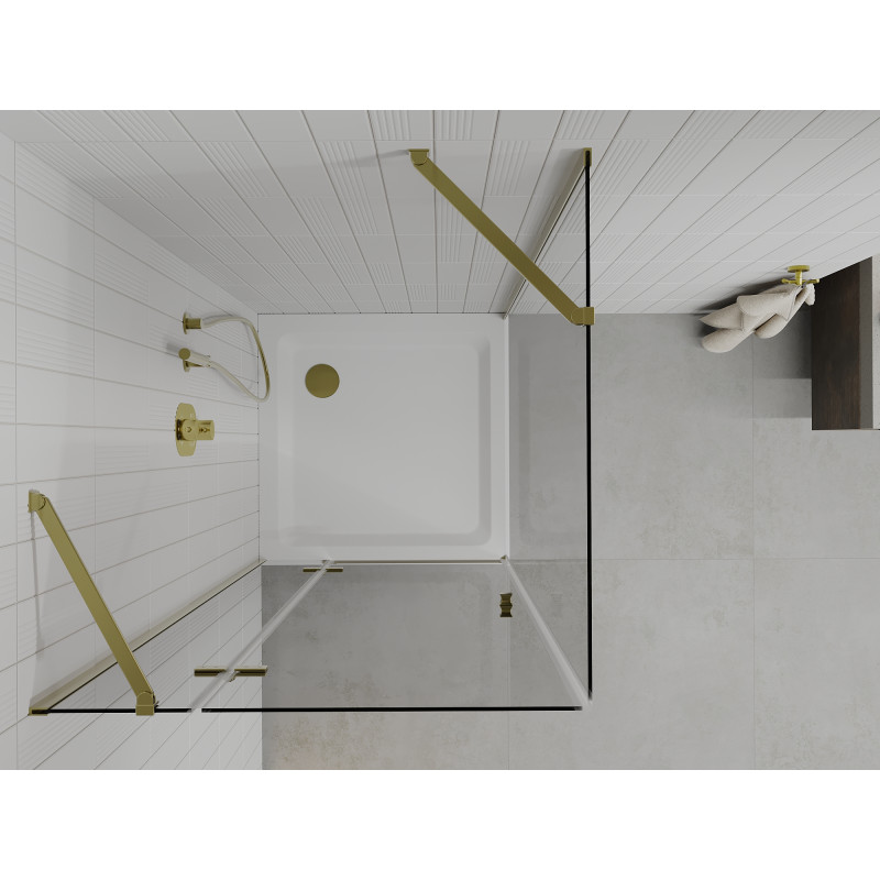 Mexen Roma Schwenkbare Duschkabine 100 x 100 cm, transparent, gold + Flat Duschwanne - 854-100-100-50-00-4010
