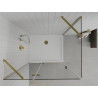 Mexen Roma Duschkabine Schwingtür 70 x 80 cm, transparent, gold + Flat Duschwanne - 854-070-080-50-00-4010