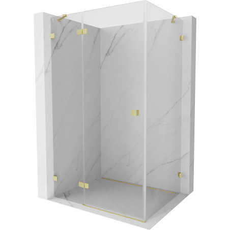 Mexen Lunar Duschkabine schwenkbar links 90 x 80 cm, transparent, gebürstetes Gold - 834-090-080-55-00-L