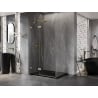 Mexen Lunar Duschkabine schwenkbar links 100 x 80 cm, transparent, gebürstetes Gold - 834-100-080-55-00-L