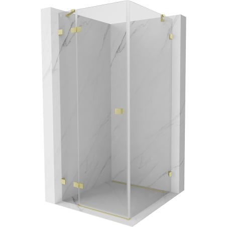 Mexen Lunar Duschkabine Schwenktür links 90 x 90 cm, transparent, gebürstetes Gold - 834-090-090-55-00-L
