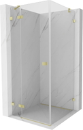 Mexen Lunar Duschkabine Schwenktür links 90 x 90 cm, transparent, gebürstetes Gold - 834-090-090-55-00-L