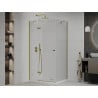 Mexen Roma Duschkabine, schwenkbar 80 x 90 cm, transparent, gold + Duschwanne Flat - 854-080-090-50-00-4010