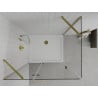 Mexen Roma Schwenkbare Duschkabine 90 x 80 cm, transparent, gold + Flat Duschwanne - 854-090-080-50-00-4010