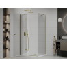 Mexen Roma Schwenkbare Duschkabine 100 x 80 cm, transparent, gold + Flat Duschwanne - 854-100-080-50-00-4010