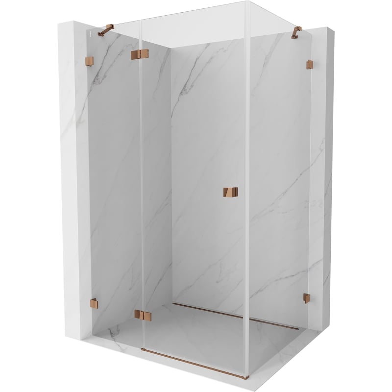 Mexen Lunar Duschkabine schwenkbar links 95 x 80 cm, transparent, Roségold - 834-095-080-60-00-L