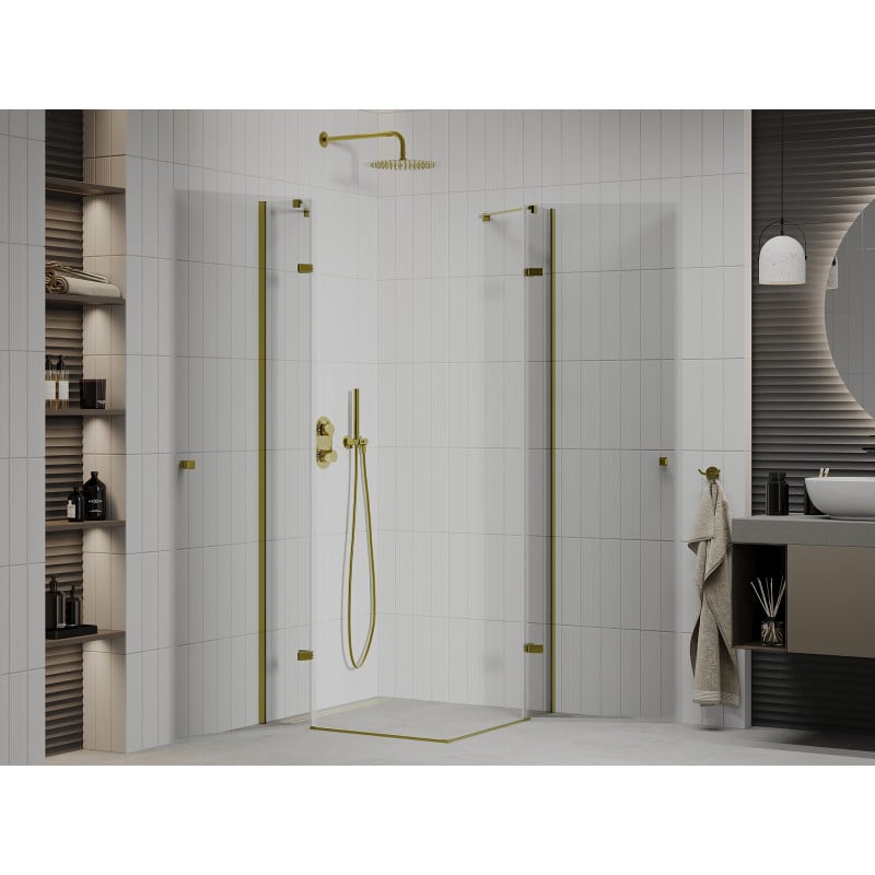 Mexen Roma Duo Duschkabine 90 x 90 cm, transparent, gold - 854-090-090-50-00-02