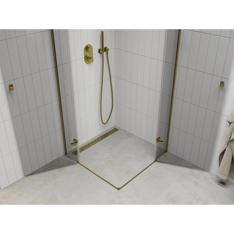 Mexen Roma Duo Duschkabine 90 x 90 cm, transparent, gold - 854-090-090-50-00-02