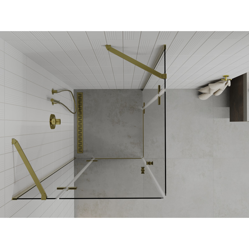 Mexen Roma Duo Duschkabine schwenkbar 100 x 100 cm, transparent, gold - 854-100-100-50-00-02