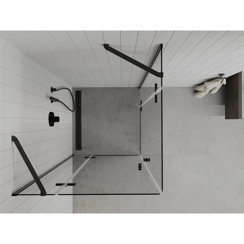 Mexen Roma Duo Duschkabine mit Drehtür 70 x 70 cm, transparent, schwarz - 854-070-070-70-00-02