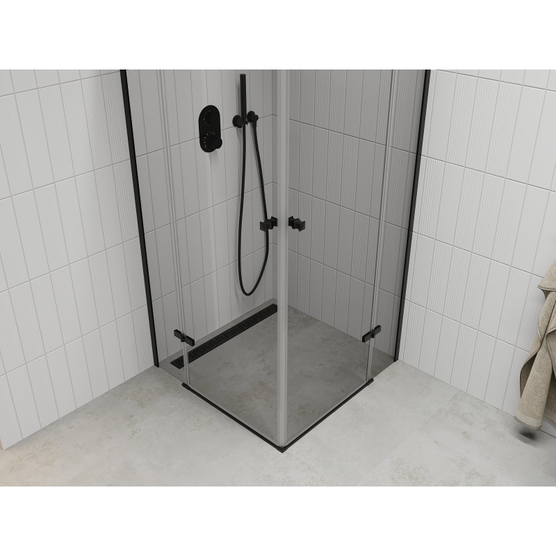 Mexen Roma Duo Duschkabine schwenkbar 80 x 80 cm, transparent, schwarz - 854-080-080-70-00-02