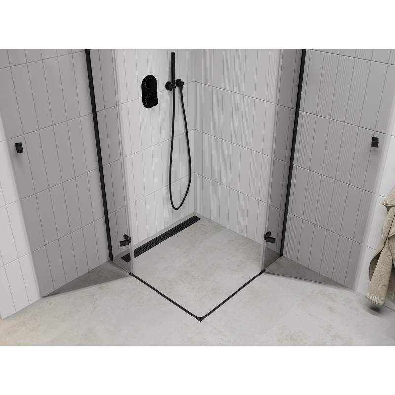Mexen Roma Duo Duschkabine mit Drehflügeltür 90 x 90 cm, transparent, schwarz - 854-090-090-70-00-02