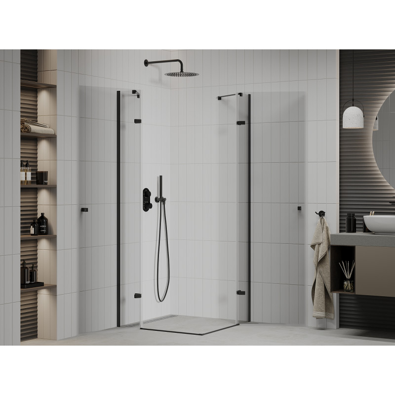 Mexen Roma Duo-Duschkabine 100 x 100 cm, transparent, schwarz - 854-100-100-70-00-02