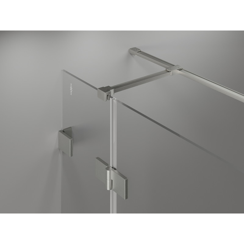 Mexen Lunar T Duschkabine schwenkbar links 110 x 80 cm, transparent, gebürsteter Nickel - 834T-110-080-97-00-L