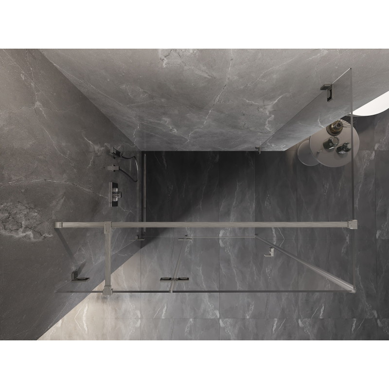 Mexen Lunar T Duschkabine, links öffnend, 125 x 100 cm, transparent, gebürsteter Nickel - 834T-125-100-97-00-L