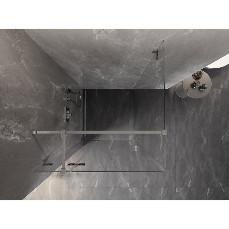 Mexen Lunar T Duschkabine mit linker Tür 110 x 110 cm, transparent, gebürsteter Nickel - 834T-110-110-97-00-L