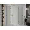 Mexen Roma Duo Duschkabine Schwenktür 80 x 80 cm, transparent, gold + Flat Duschbecken - 854-080-080-50-02-4010G