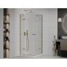 Mexen Roma Duo Duschkabine Schwenktür 80 x 80 cm, transparent, gold + Flat Duschbecken - 854-080-080-50-02-4010G