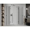 Mexen Roma Duo Duschkabine schwenkbar 90 x 90 cm, transparent, schwarz + Flat-Duschwanne - 854-090-090-70-02-4010B