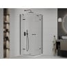 Mexen Roma Duo Schwingdusche 90 x 90 cm, transparent, schwarz + Flat Duschwanne - 854-090-090-70-02-4010B