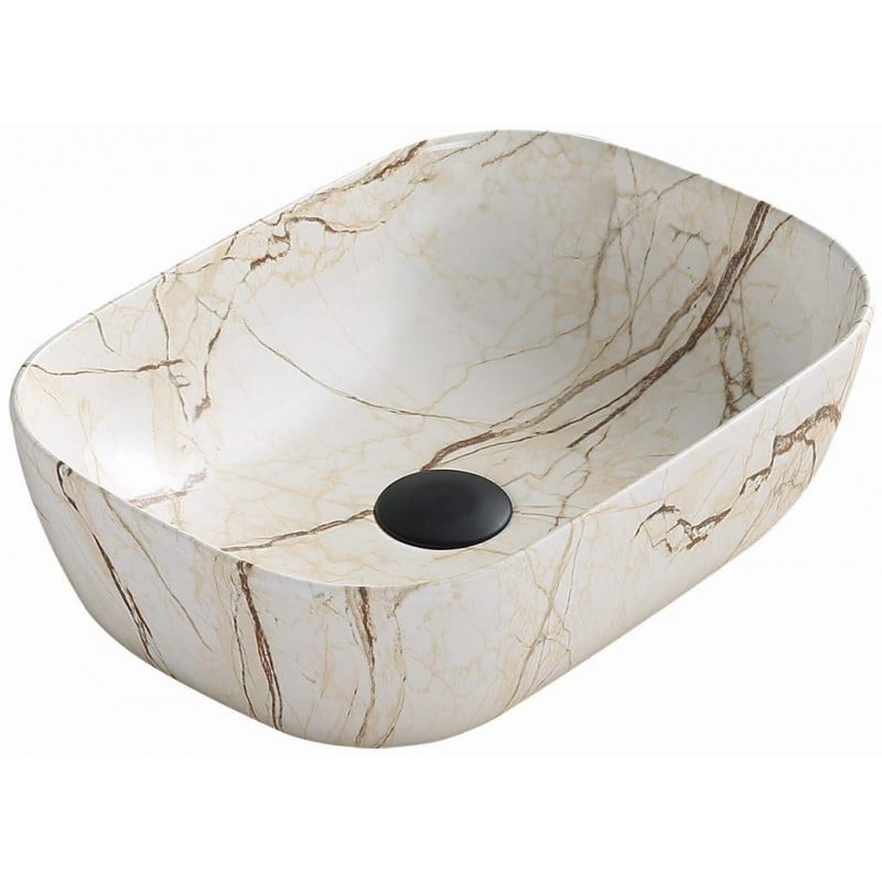 Mexen Rita Aufsatzwaschbecken 45 x 32 cm, beiger Stein - 21084592