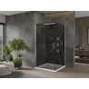 Mexen Omega verschiebbare Duschkabine 100 x 100 cm, Graphit, Chrom + Flat-Duschwanne, weiß - 825-100-100-01-40-4010