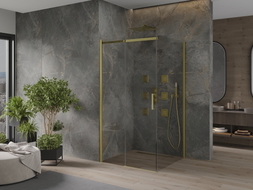 Mexen Omega Schiebeduschkabine 100 x 100 cm, transparent, gold - 825-100-100-50-00