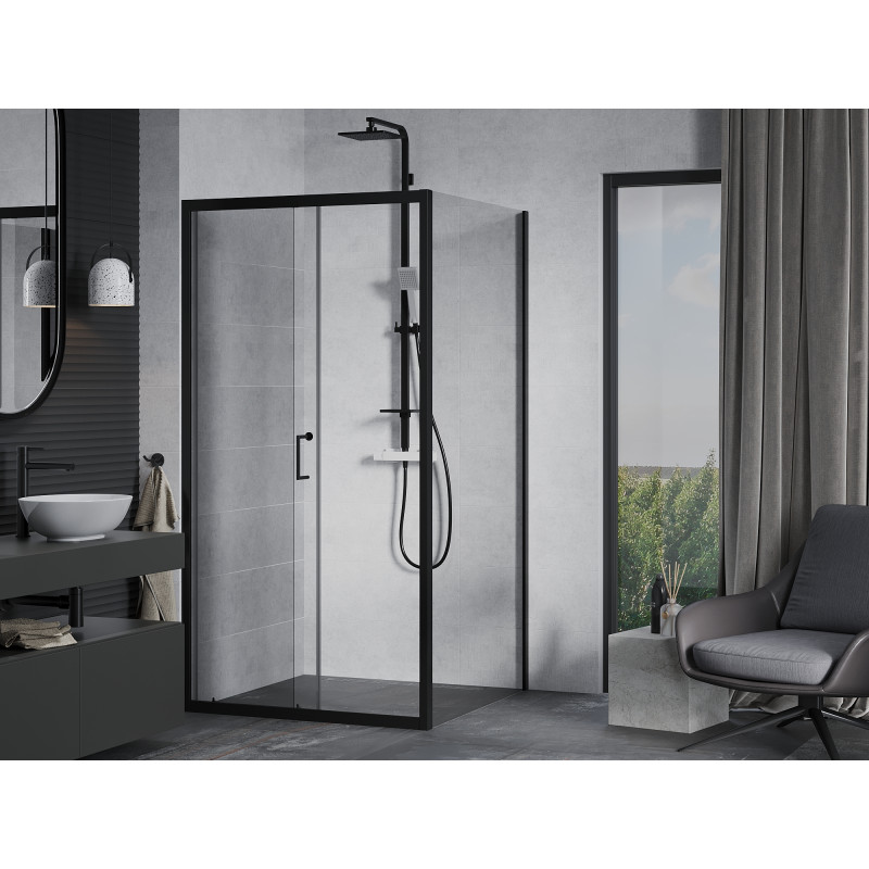 Mexen Apia Schiebetür Duschkabine 90 x 90 cm, transparent, schwarz - 840-090-090-70-00