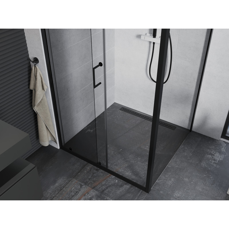 Mexen Apia Schiebetür Duschkabine 90 x 90 cm, transparent, schwarz - 840-090-090-70-00