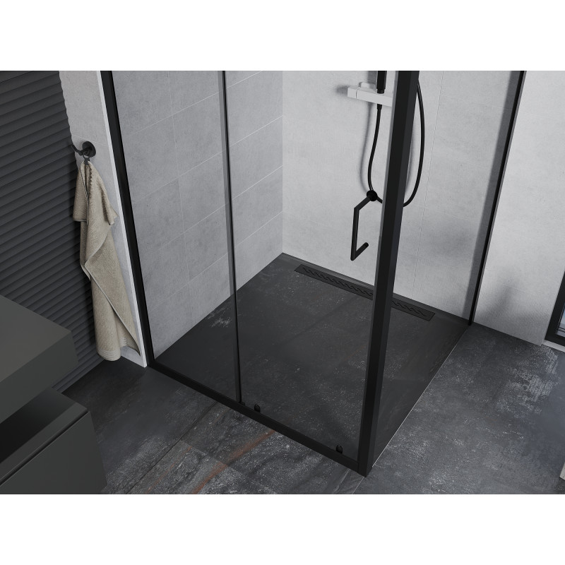 Mexen Apia Schiebeduschkabine 100 x 100 cm, transparent, schwarz - 840-100-100-70-00