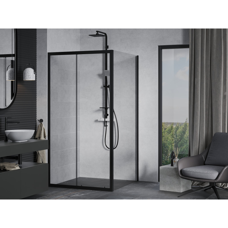 Mexen Apia Schiebeduschkabine 100 x 100 cm, transparent, schwarz - 840-100-100-70-00