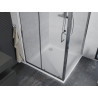 Mexen Apia Schiebeduschkabine 90 x 90 cm, transparent, Chrom + Duschwanne Flat - 840-090-090-01-00-4010