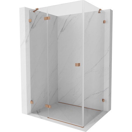 Mexen Lunar Duschkabine schwenkbar links 100 x 80 cm, transparent, gebürstetes Kupfer - 834-100-080-65-00-L