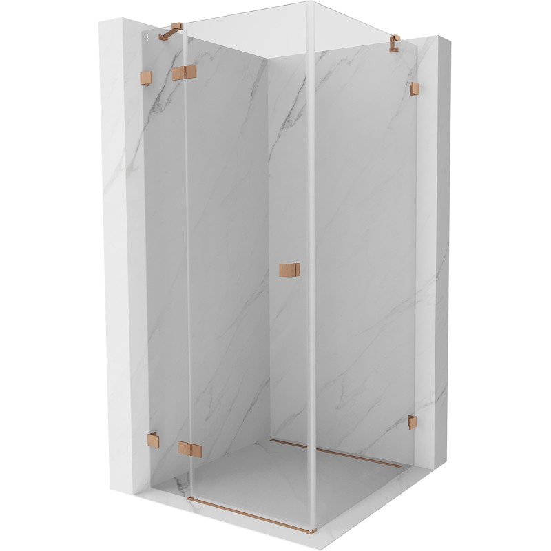 Mexen Lunar Duschkabine, Pendeltür links 100 x 100 cm, transparent, gebürstetes Kupfer - 834-100-100-65-00-L