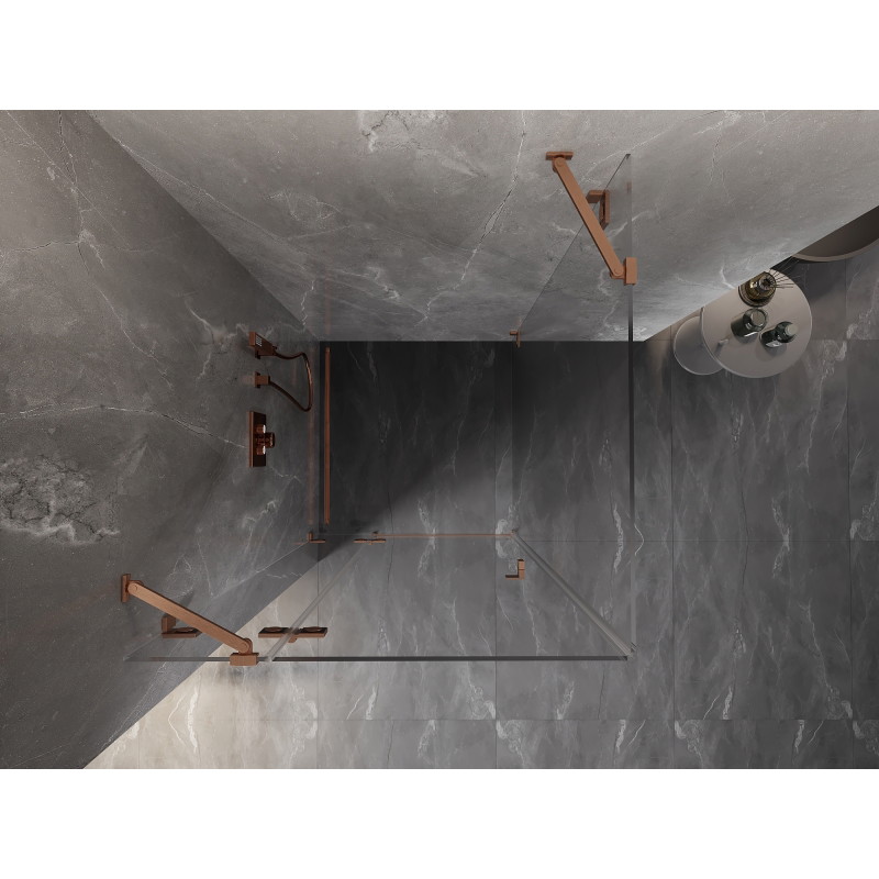 Mexen Lunar Duschkabine, Pendeltür links 100 x 100 cm, transparent, gebürstetes Kupfer - 834-100-100-65-00-L