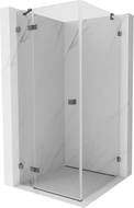 Mexen Lunar Duschkabine klappbar links 80 x 80 cm, transparent, gebürstetes Gun Grey - 834-080-080-66-00-L