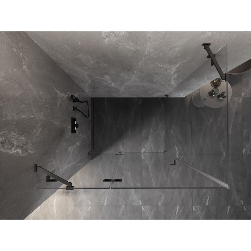 Mexen Lunar Duschkabine mit linker Tür 90 x 80 cm, transparent, gebürstet in Gun Gray - 834-090-080-66-00-L