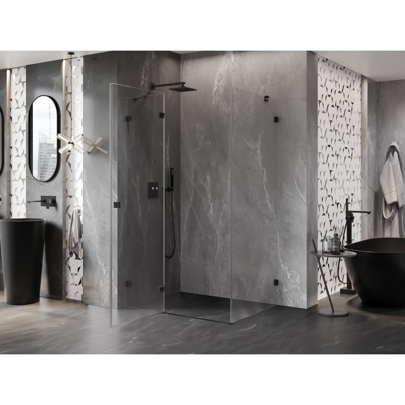 Mexen Lunar Duschkabine schwenkbar links 85 x 80 cm, transparent, schwarz - 834-085-080-70-00-L
