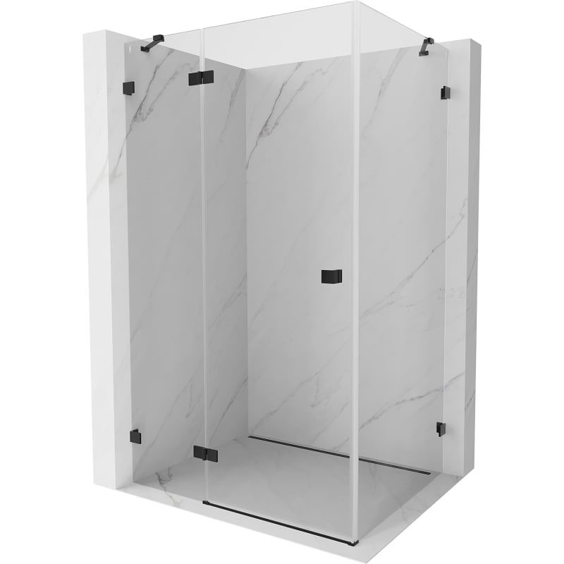Mexen Lunar Duschkabine schwenkbar links 100 x 80 cm, transparent, schwarz - 834-100-080-70-00-L