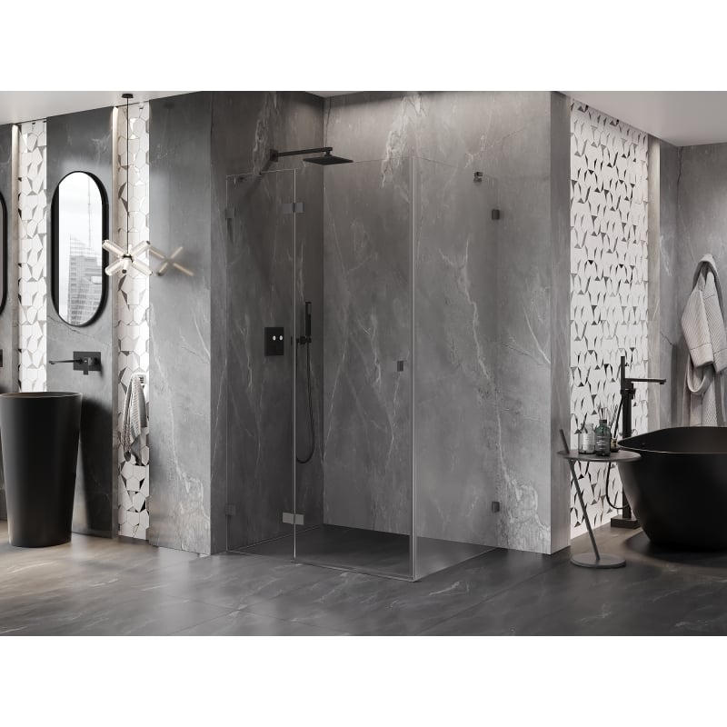 Mexen Lunar Duschkabine, schwenkbar links 95 x 80 cm, transparent, Gun Metal - 834-095-080-95-00-L