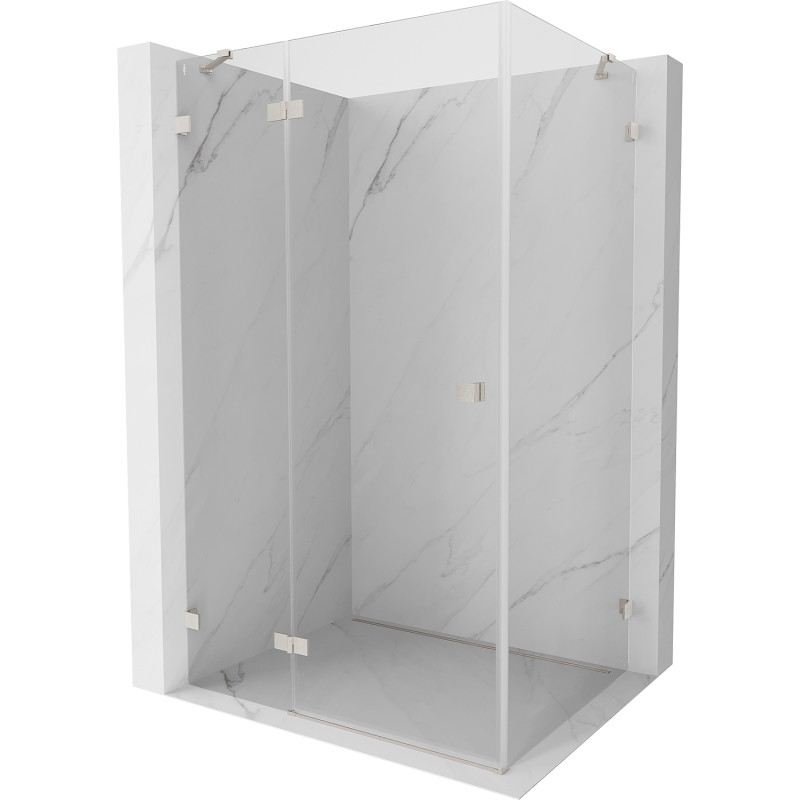 Mexen Lunar Duschkabine, links öffnend, 100 x 80 cm, transparent, gebürsteter Nickel - 834-100-080-97-00-L