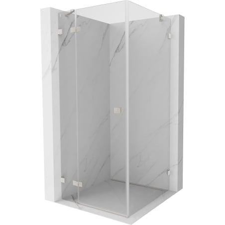 Mexen Lunar Duschkabine links schwenkbar 100 x 100 cm, transparent, gebürstetes Nickel - 834-100-100-97-00-L