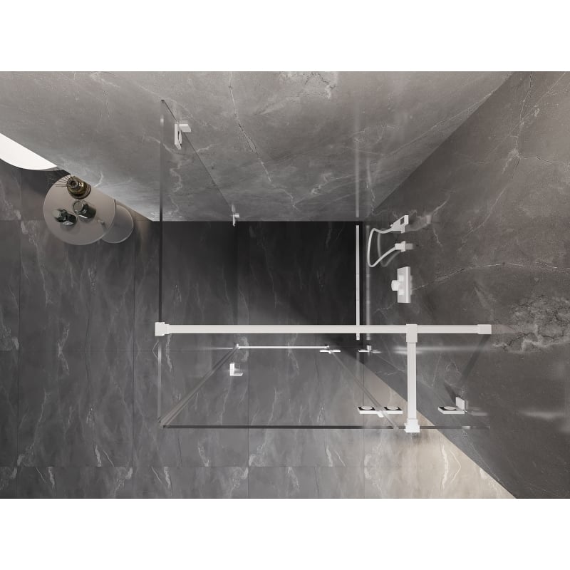 Mexen Lunar T Duschkabine schwenkbar rechte 110 x 110 cm, transparent, weiß - 834T-110-110-20-00-P
